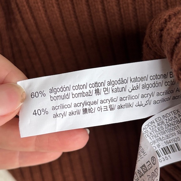 Zara Chestnut Ribbed Knit Crop Top - Picture 3 of 6